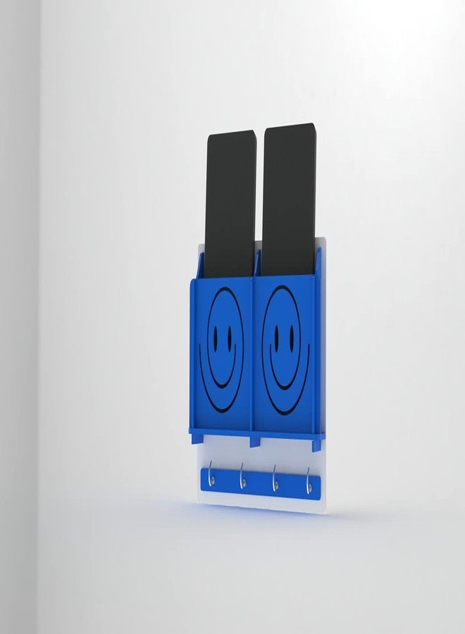 STIMULUS Acrylic Smiley Multipurpose Mobile Holder with Wall Key Stand 4 Hook Blue Colour - Image 5